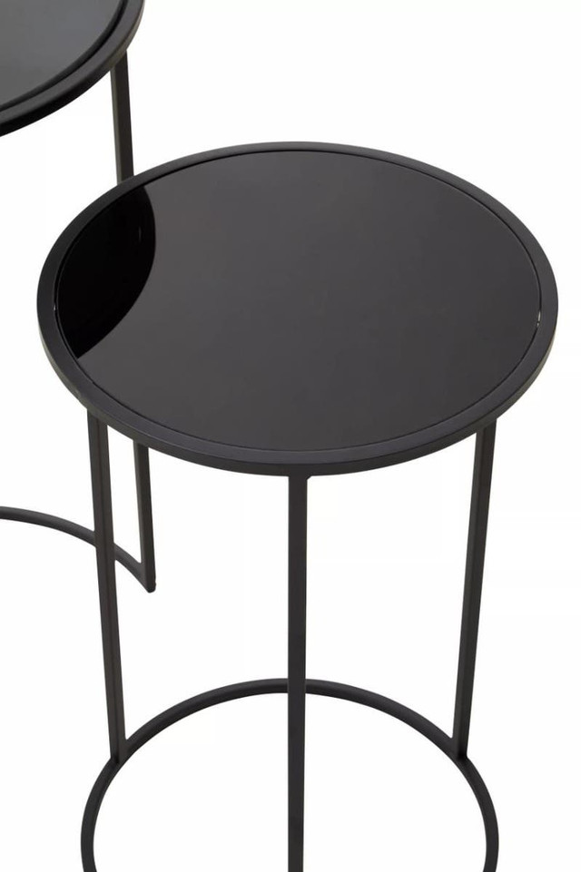 Premier Housewares Avento Set Of Two Round Black Plant Stands