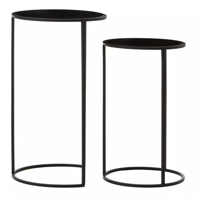 premier housewares Avento Set Of Two Round Black Plant Stands