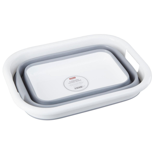premier housewares Averill Collapsible Grey and White Laundry Basket