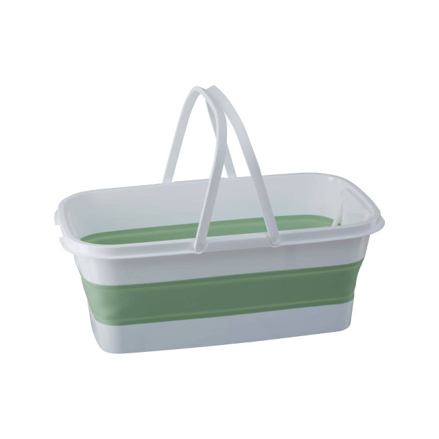 Premier Housewares Averill Collapsible Laundry Basket In Green And White