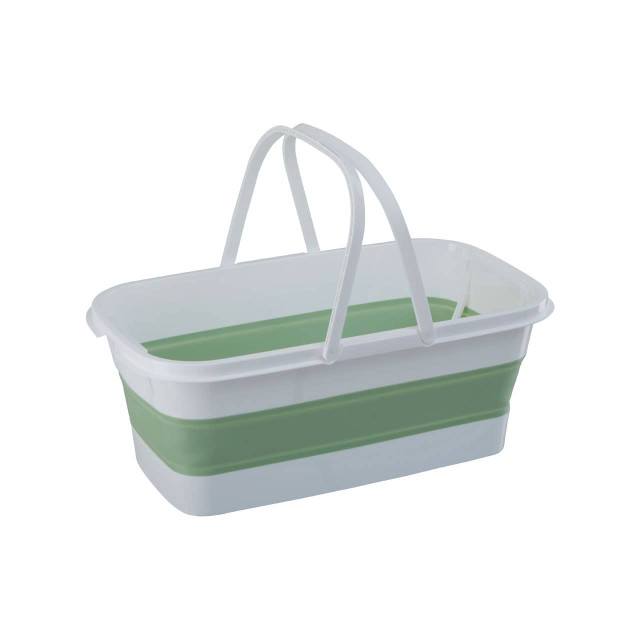 premier housewares Averill Collapsible Laundry Basket in Green and White
