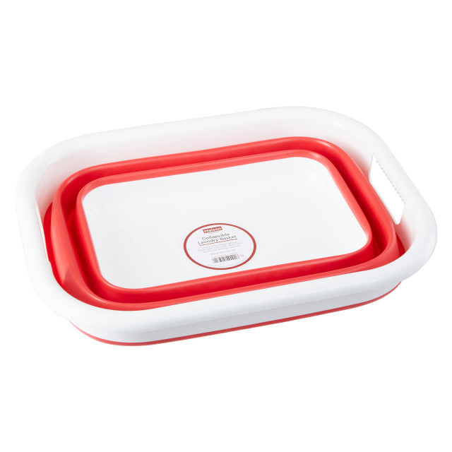 Premier Housewares Averill Collapsible Red White Laundry Basket