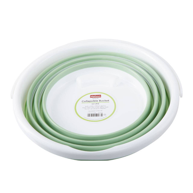 Premier Housewares Averill Green White Collapsible Bucket