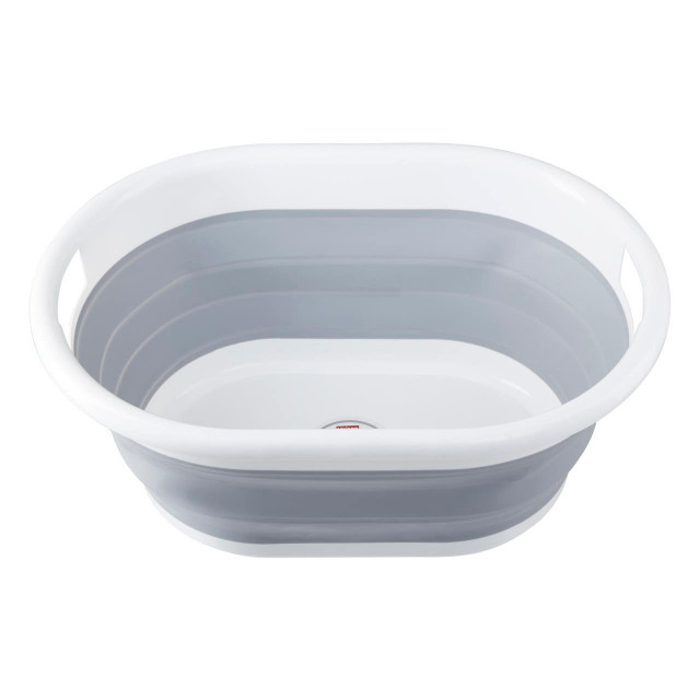 Premier Housewares Averill Grey And White Oval Collapsible Laundry Basket