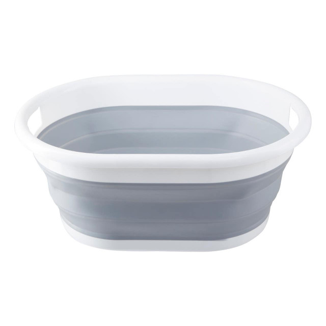 premier housewares Averill Grey and White Oval Collapsible Laundry Basket