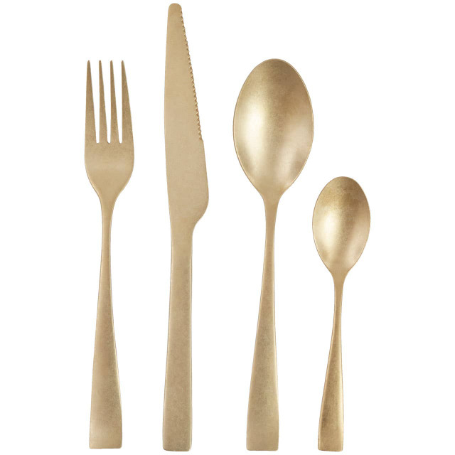 premier housewares Avie 16 Piece Antique Gold Cutlery Set