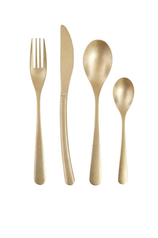 Premier Housewares Avie 16 Piece Antique Gold Finish Cutlery Set