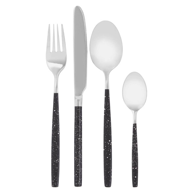 Premier Housewares Avie 16 Piece Black And Silver Cutlery Set