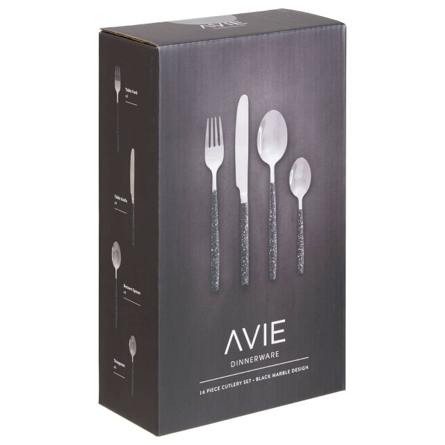 Premier Housewares Avie 16 Piece Black And Silver Cutlery Set