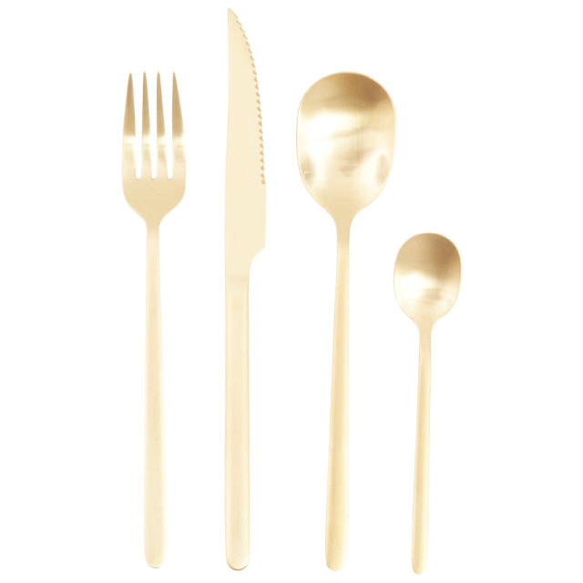 Premier Housewares Avie 16 Piece Gold Finish Cutlery Set