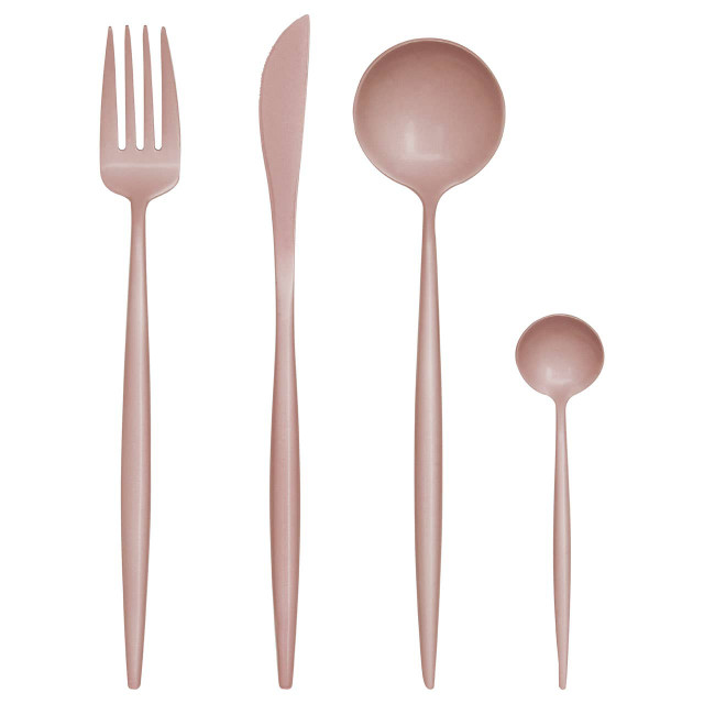 premier housewares Avie 16 Piece Matte Pink Finish Cutlery Set