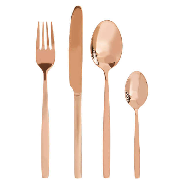 premier housewares Avie 16 Piece Rose Gold Finish Cutlery Set
