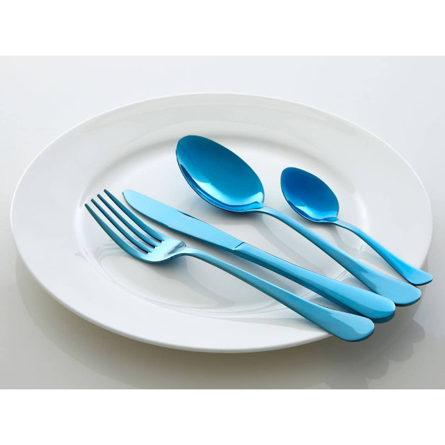 Premier Housewares Avie 16 Piece Stainless Steel Blue Cutlery Set