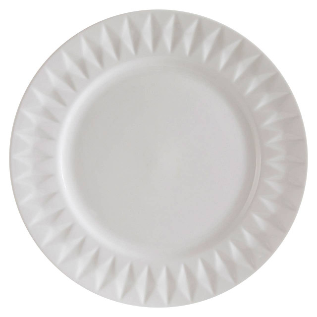 Premier Housewares Avie 16 Piece White Embossed Dinner Set