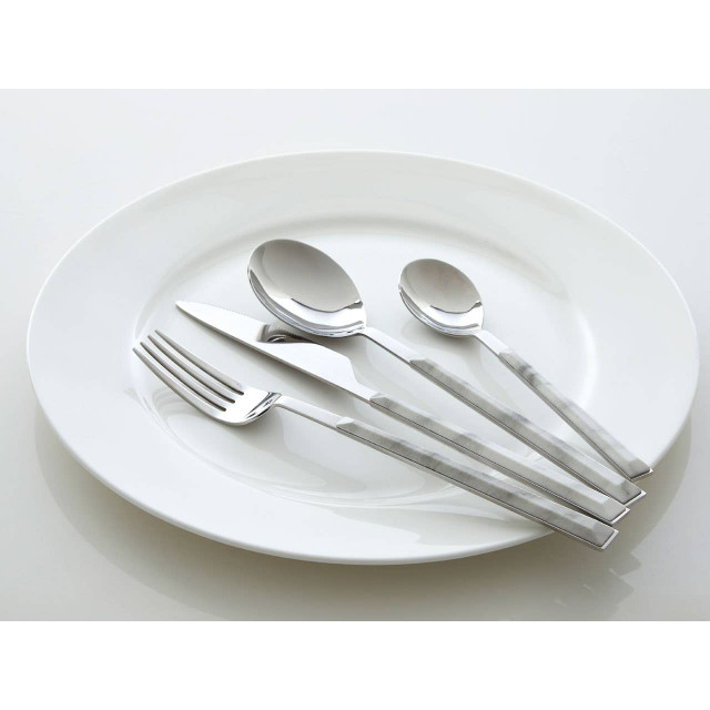 Premier Housewares Avie 16 Piece White Faux Marble Cutlery Set