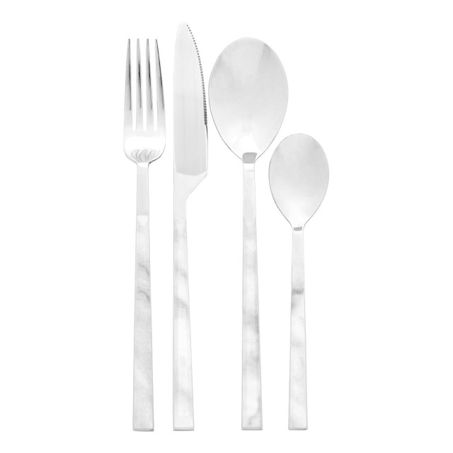 premier housewares Avie 16 Piece White Faux Marble Cutlery Set