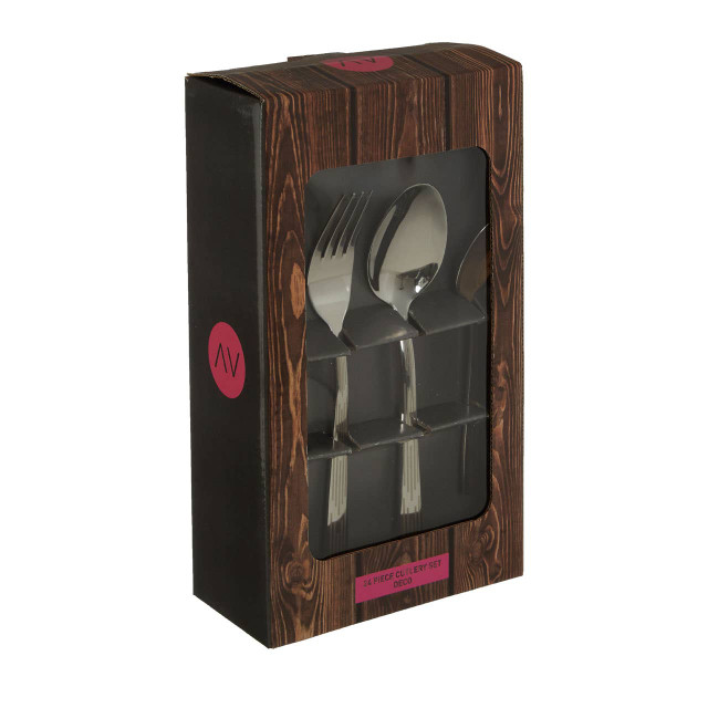 Premier Housewares Avie 24 Piece Etched Deco Cutlery Set