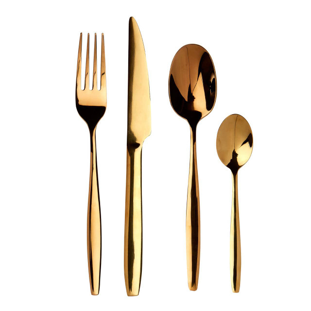 Premier Housewares Avie Aura 16 Piece Gold Cutlery Set