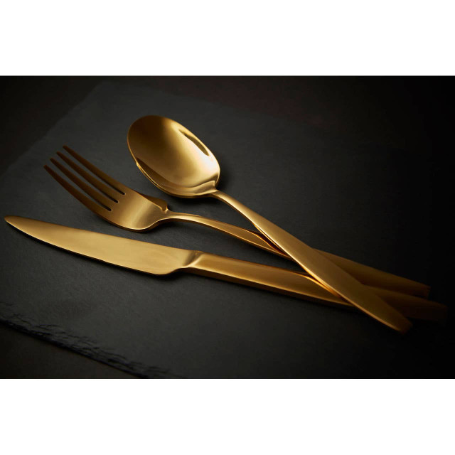 Premier Housewares Avie Aura 16 Piece Gold Cutlery Set