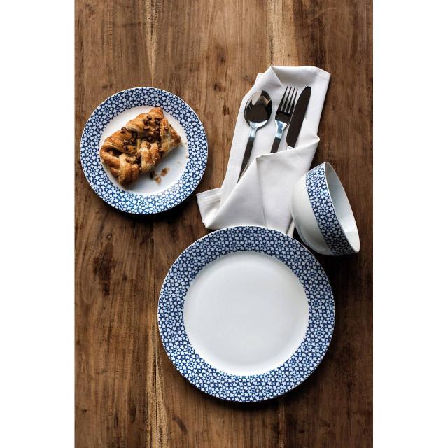 Premier Housewares Avie Casablanca 12 Piece Blue Dinner Set MOB