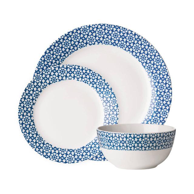 premier housewares Avie Casablanca 12 Piece Blue Dinner Set MOB