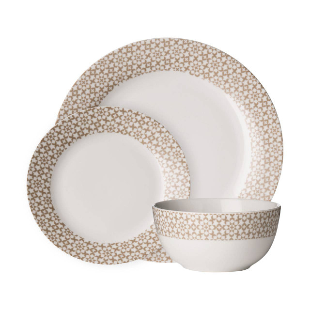 Premier Housewares Avie Casablanca 12 Piece Natural Dinner Set MOB