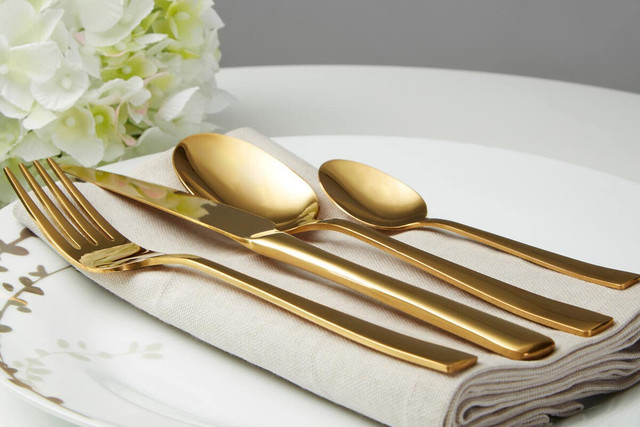 Premier Housewares Avie Glow 16 Piece Gold Cutlery Set