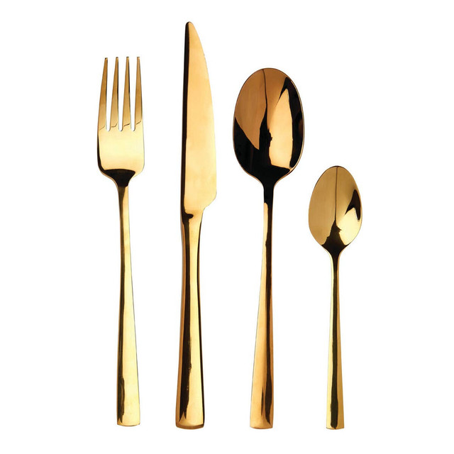 premier housewares Avie Glow 16 Piece Gold Cutlery Set
