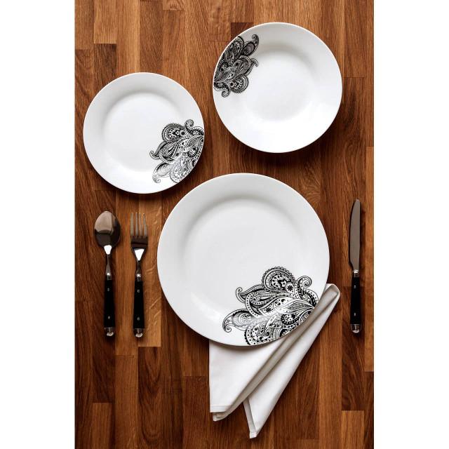 Premier Housewares Avie Prince 12 Piece Black Dinner Set
