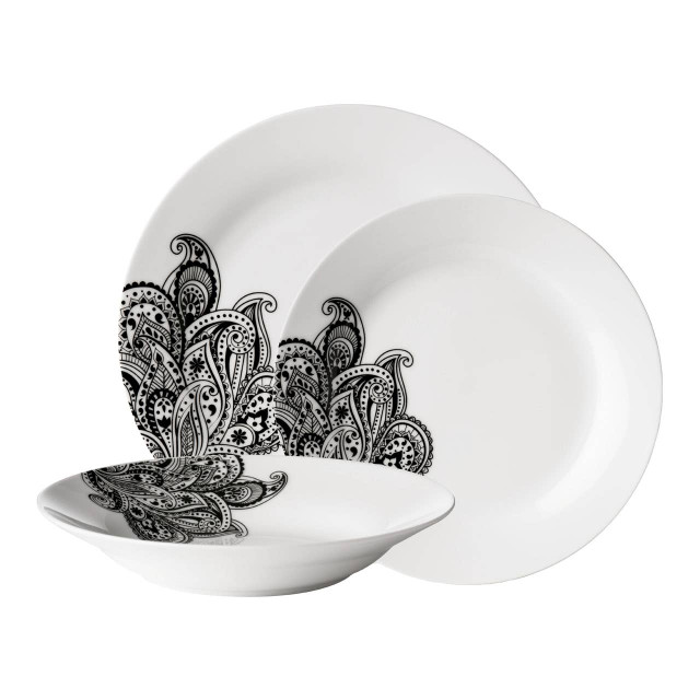 premier housewares Avie Prince 12 Piece Black Dinner Set