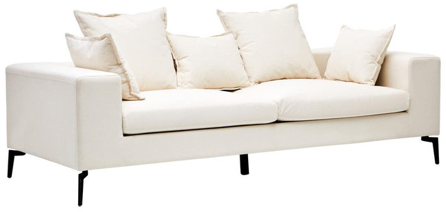 Premier Housewares Avignon 3 Seat Textured Fabric Cream Sofa