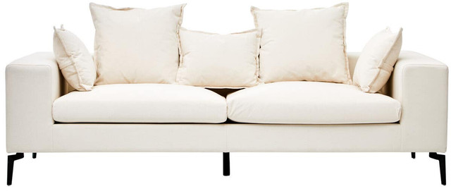 premier housewares Avignon 3 Seat Textured Fabric Cream Sofa