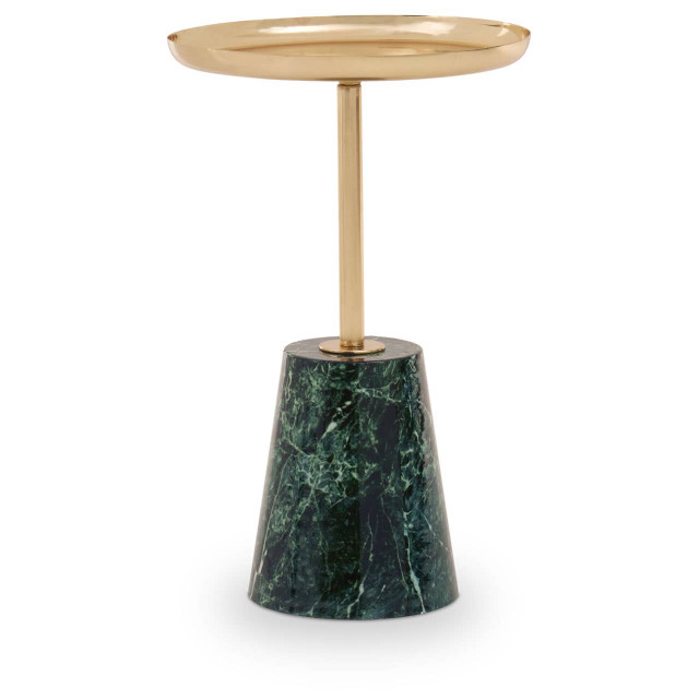 Premier Housewares Avola Gold Side Table With Green Marble Effect Base