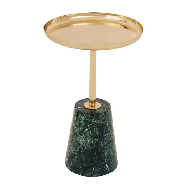 Premier Housewares Avola Gold Side Table With Green Marble Effect Base