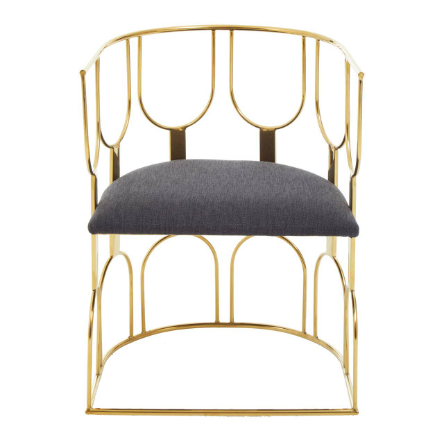 Premier Housewares Azalea Black Dining Chair With Gold Frame