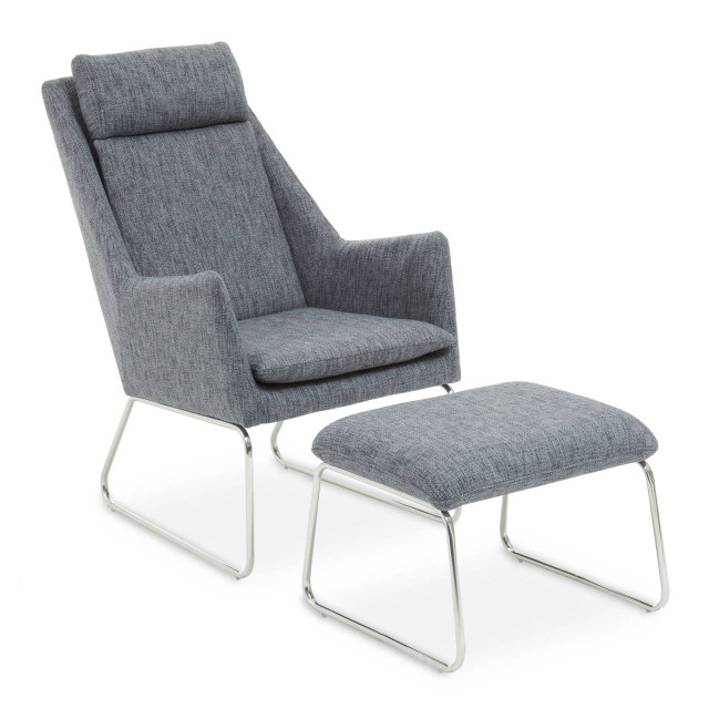 premier housewares Azalea Grey Fabric Lounge Chair And Footstool Set