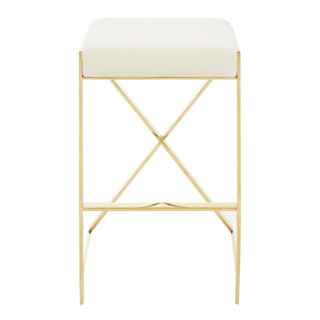 Premier Housewares Azalea Ivory And Gold Finish Bar Stool