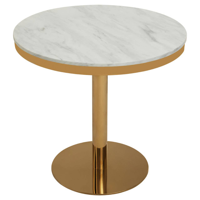 Premier Housewares Azalea Round Marble Dining Table With Gold Base