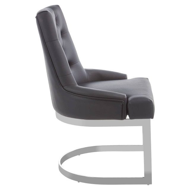 Premier Housewares Azalea Tufted Black Faux Leather Dining Chair