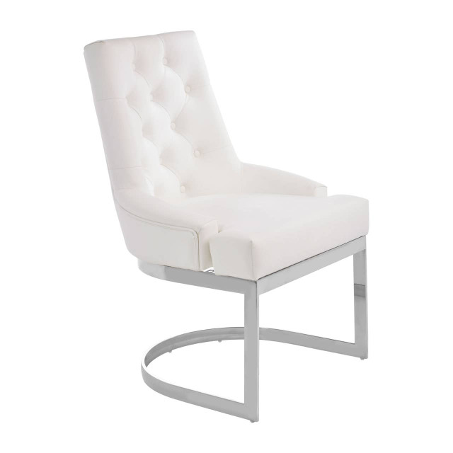 Premier Housewares Azalea Tufted Ivory Faux Leather Dining Chair