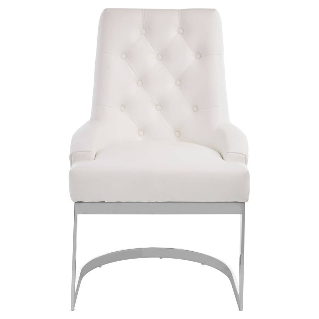 premier housewares Azalea Tufted Ivory Faux Leather Dining Chair