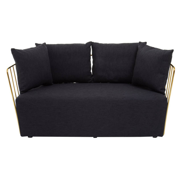 Premier Housewares Azalea Two Seat Black Fabric Sofa