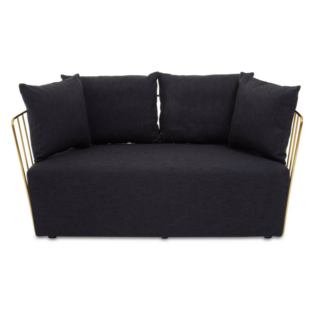 premier housewares Azalea Two Seat Black Fabric Sofa