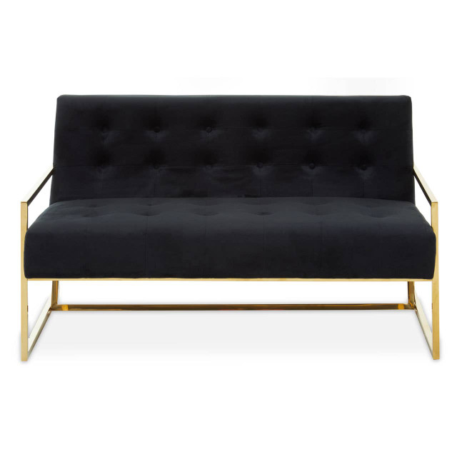 Premier Housewares Azalea Two Seat Black Velvet Sofa