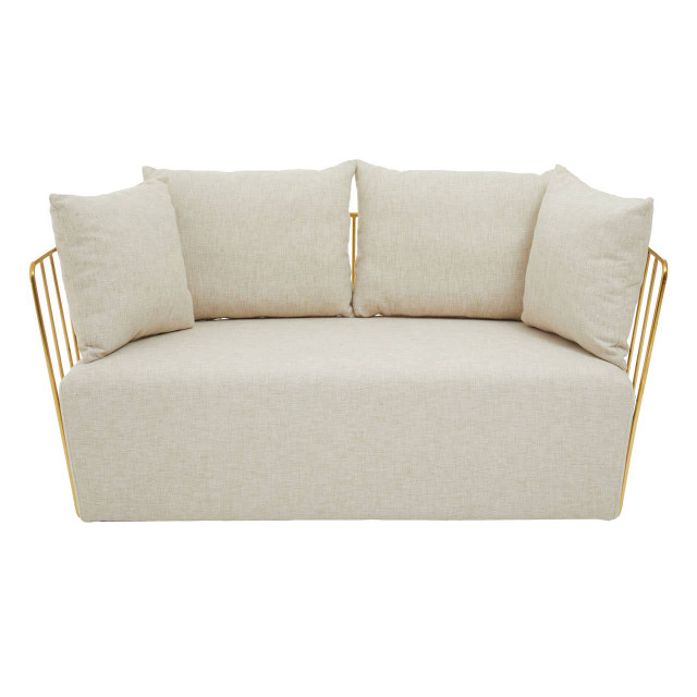 Premier Housewares Azalea Two Seat Natural Fabric Sofa