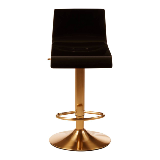 Premier Housewares Baina Black Acrylic Seat Bar Stool With Gold Base