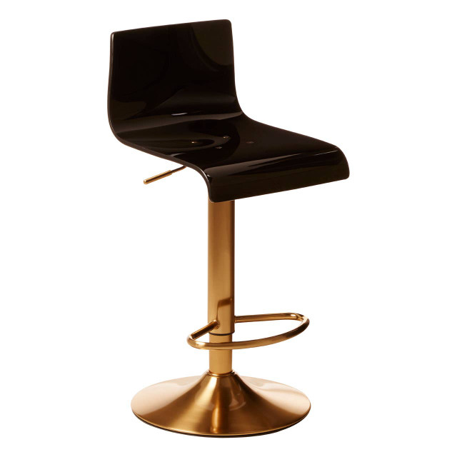 Premier Housewares Baina Black Acrylic Seat Bar Stool With Gold Base