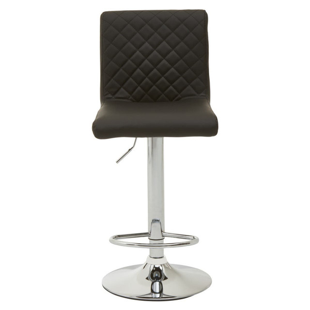 Premier Housewares Baina Black And Chrome Bar Stool With Round Base