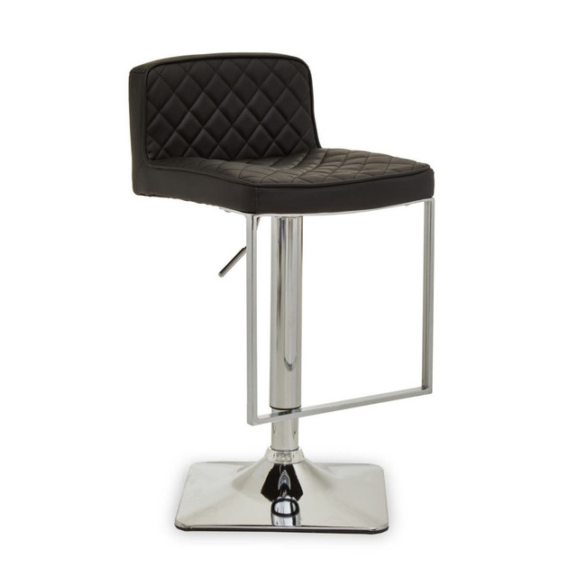 Premier Housewares Baina Black And Chrome Bar Stool With Square Base