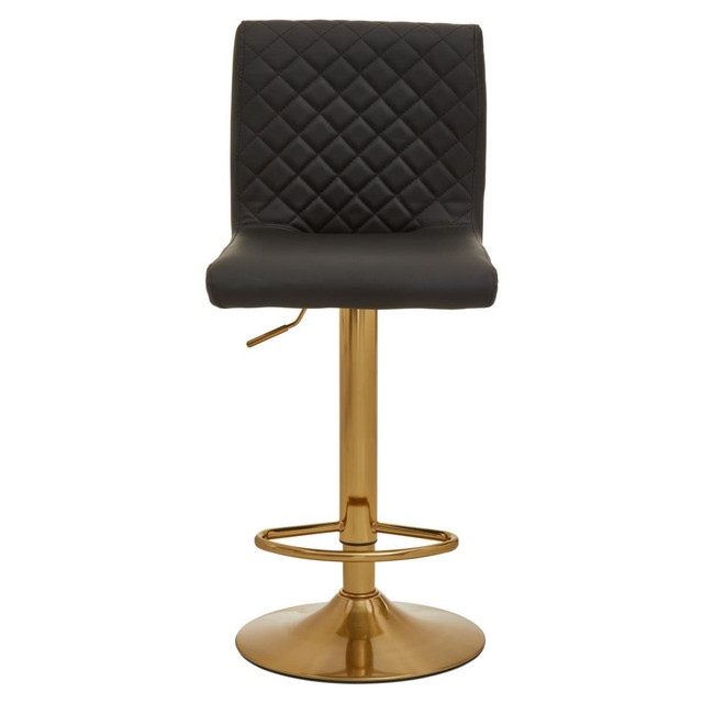Premier Housewares Baina Black And Gold Bar Stool With Round Base